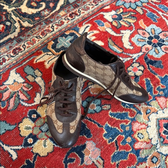 Gucci Men's Brown and Beige Patterned Sneakers - Picture 1 of 6
